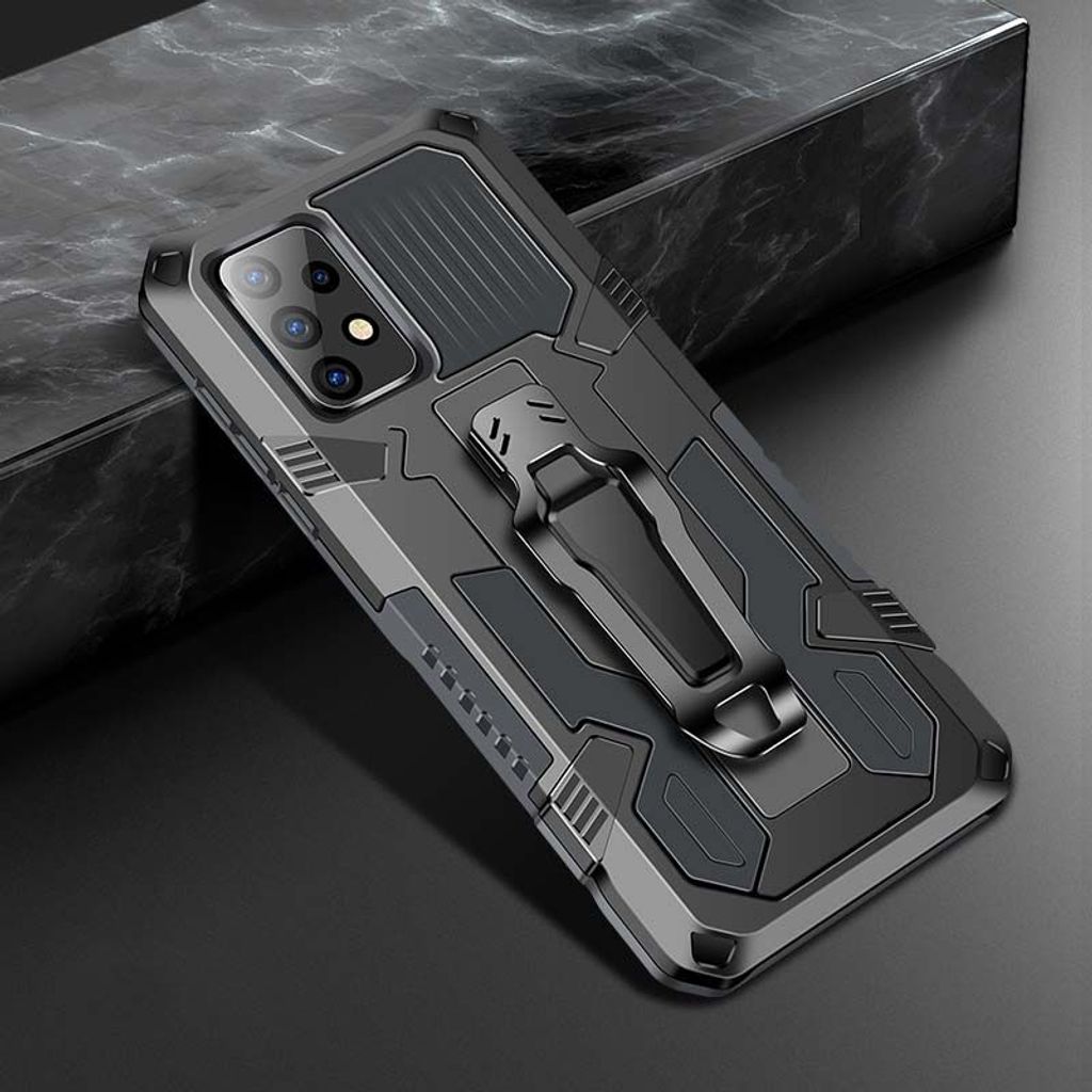 Mobigear Armor Stand Samsung Galaxy A52 Hülle Hardcase Backcover Stoßfest mit Ständer - Grau