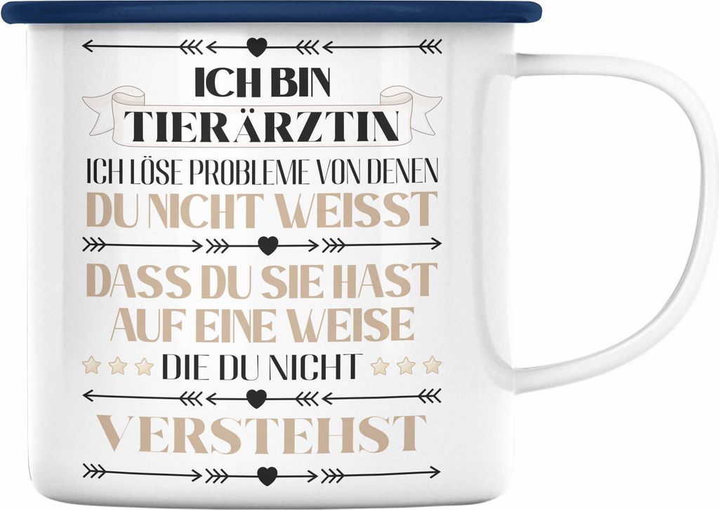 Trendation - Tierärztin Geschenk Lustiger Spruch Geschenkidee Kaffeebecher (Blau)