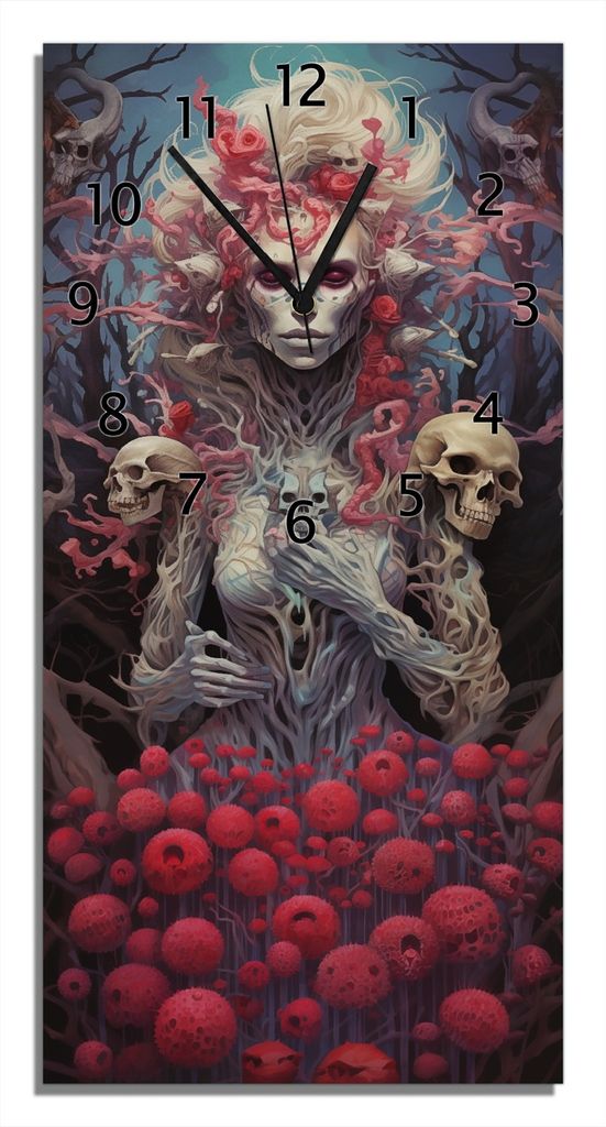 Wallario Design Wanduhr Waldgeist aus Echtglas, Größe 30 x 60 cm