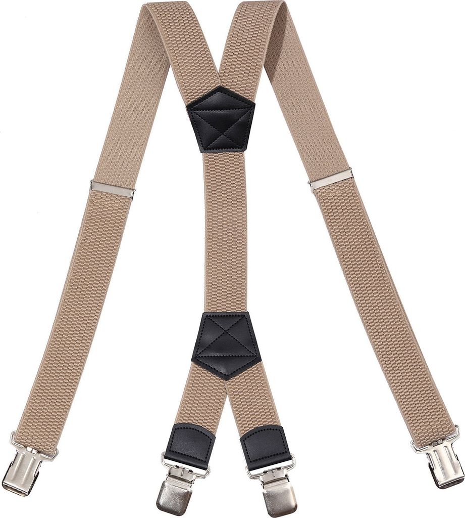 Beige Hosenträger Y-Form Herren 4 Clips Produktbild 