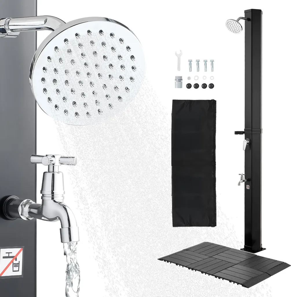 Doccia Solare 35L SucceBuy Nera | Lavapiedi e Miscelatore Inclusi