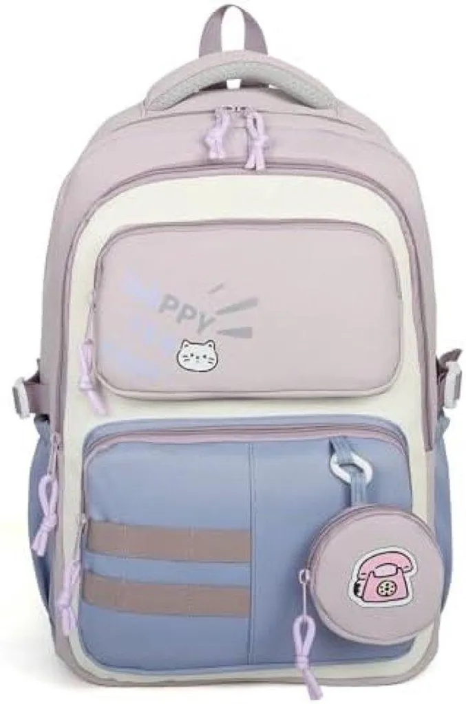 Sac à dos informatique violet 25 L et sa pochette monnaie assortie