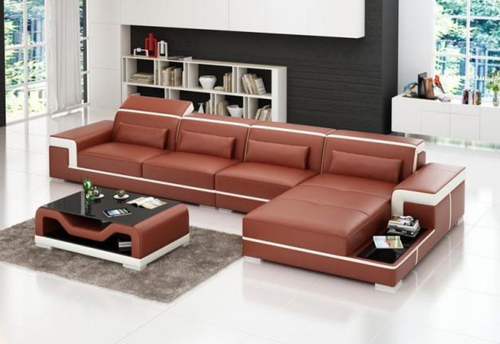 Ecksofa L-Form Ledersofa Couch Ecksofa Eck Polster Sitz Garnitur Wohnlandschaft