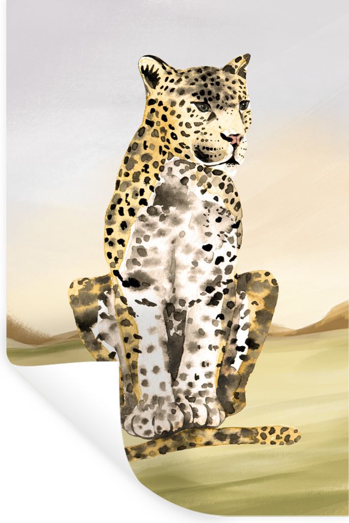 MuchoWow Wandtattoo Wandsticker Wandaufkleber Tiere - Dschungel - Leopard 20x30 cm Selbstklebend und Repositionierbar - Sticker - Dekorfolie
