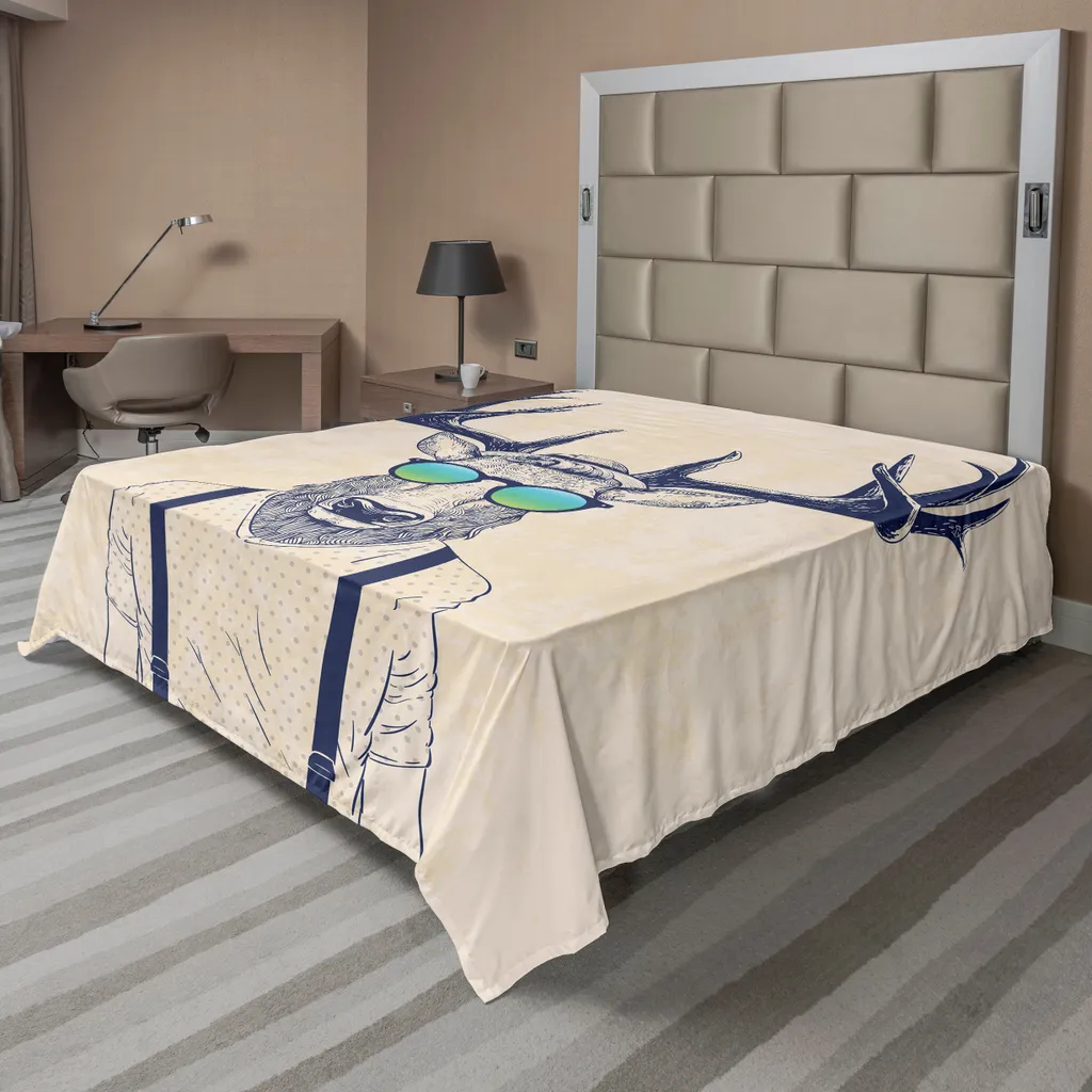 Drap de Lit Décoratif Ambiance Nature Cerf Rouge pour Grande Literie 260cm