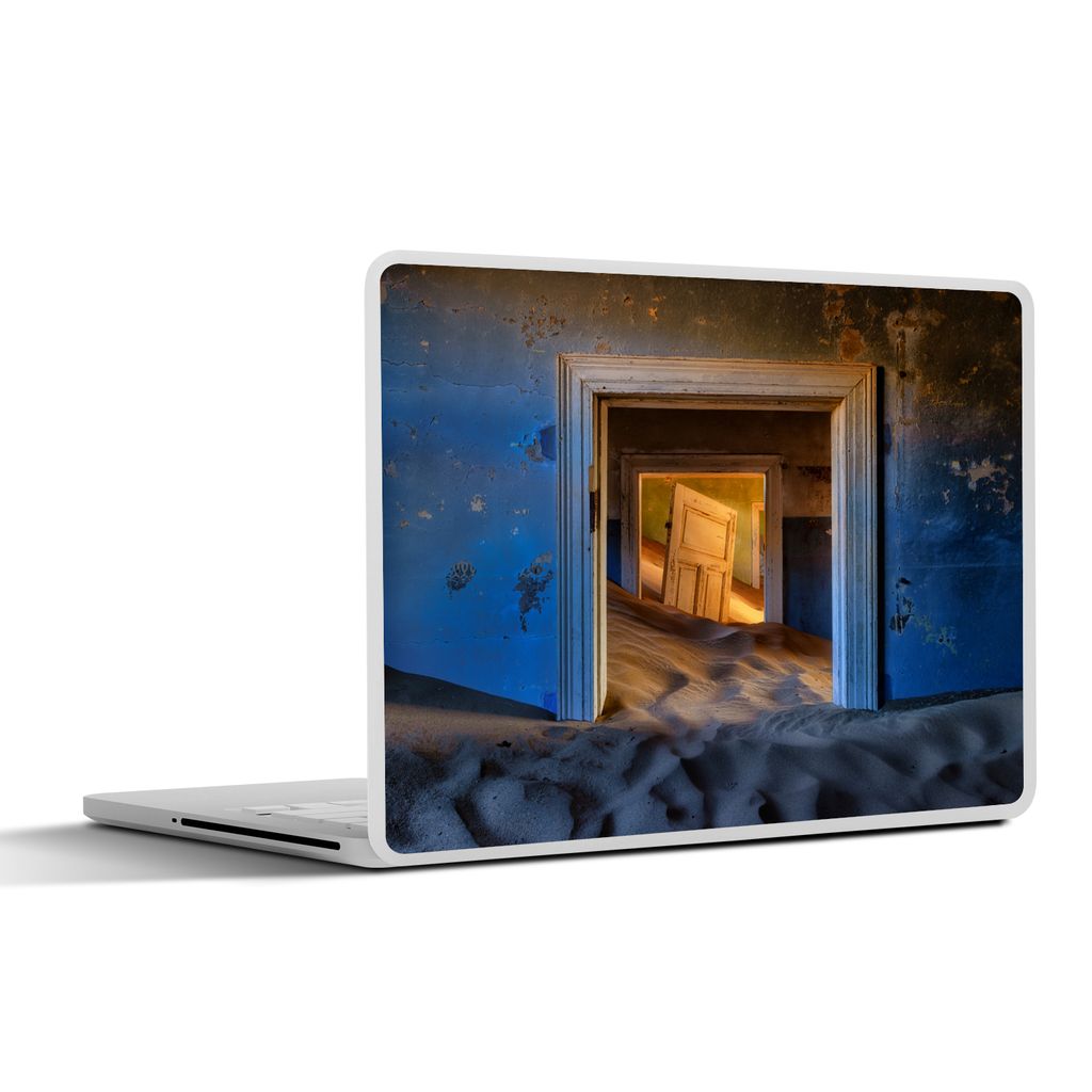 MuchoWow Laptop Aufkleber Sticker Cover Sand - Blau - Tür - Architektur 36.5x27.5 cm - Laptop-Sticker