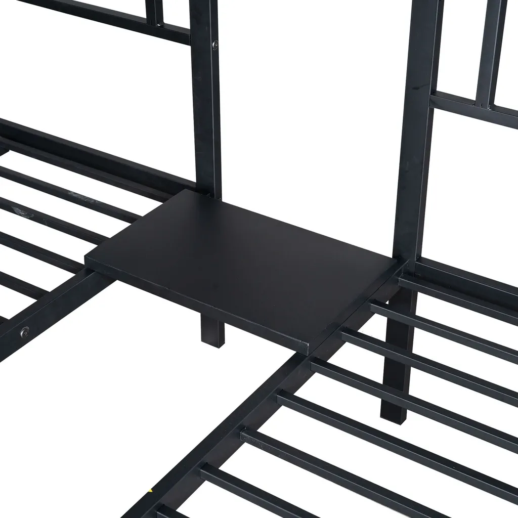 Lit Superposé pour Adolescent en Métal Noir 90x200 avec Rangement - 11