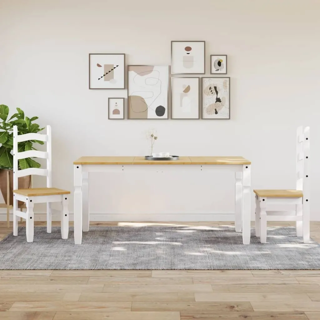 Table à manger Corona en pin massif blanc vidaXL 160x80 cm style rustique - 3