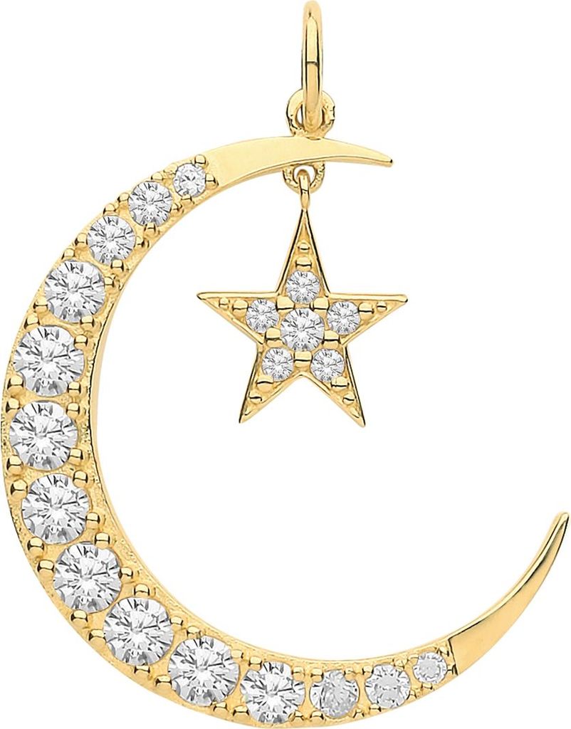 Exklusiver 9 Karat (375) Gold Damen - Anhänger mit Zirkonia - 24mm*19mm; TRS28227