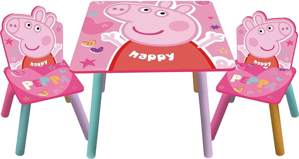 Kindertafel van hout met stoelen, roze - Peppa Pig Productafbeelding 