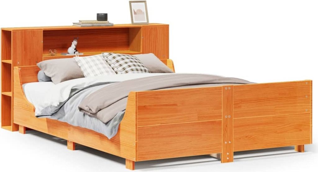 "2026 Aktion"Massivholzbett Modernes/Doppelbett - Polsterbett Erwachsene/r /Kind - ohne Matratze - Wachsbraun 160x200 Kiefernholz - Klassische Bett...