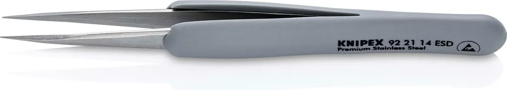 Pincette ESD Knipex 922114ESD en acier inox avec becs caoutchoutés 130mm