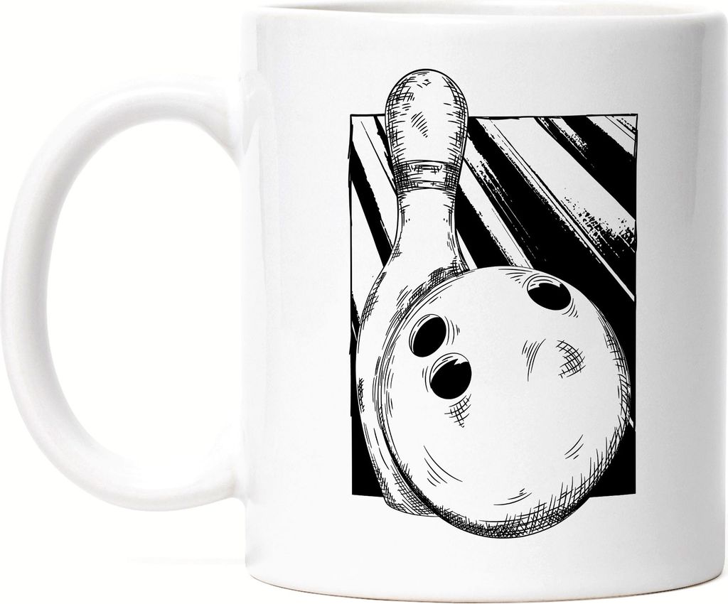 Kegeln Tasse Weiß Bowling Kegeln Kegel Kegelball Bowlingball Bowlingbahn Kegelbahn Spiel Pins Freizeit Hobbie