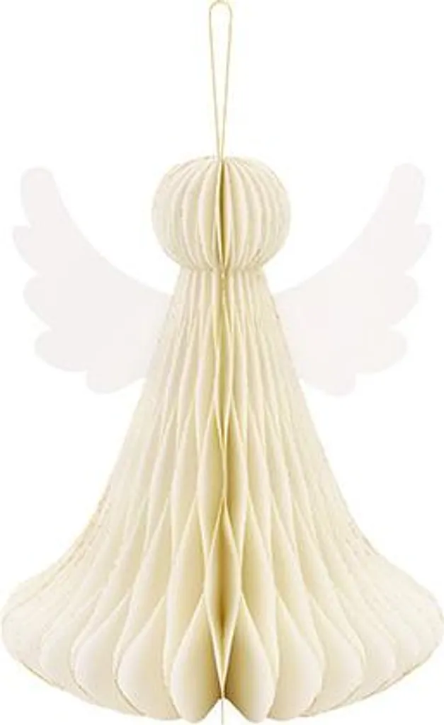 Décoration Ange de Noël en Papier Alvéolé Ivoire 24cm pour Suspension