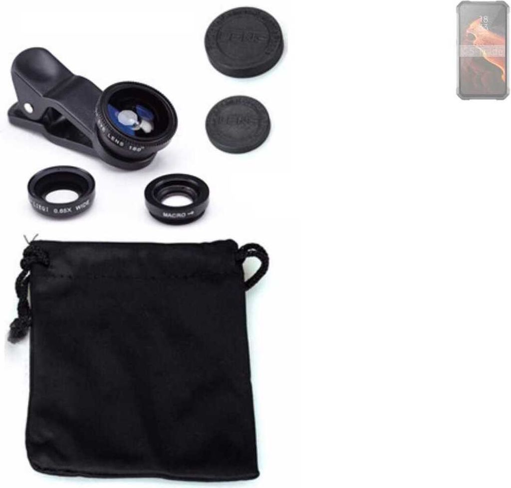 K-S-Trade Smartphone Kamera Linsen Set Kompatibel mit Unihertz Tank 3in1 Clip-On Kamera Adapter Macro Weitwinkel FishEye Fischauge Objektiv Linse
