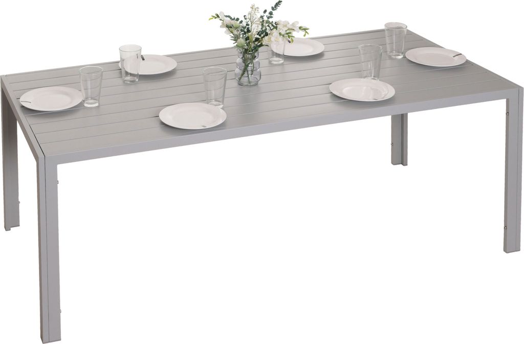Alu-Esstisch MCW-N40, Tisch Bistrotisch Gartentisch Balkontisch, wetterfest 180x80cm hellgrau