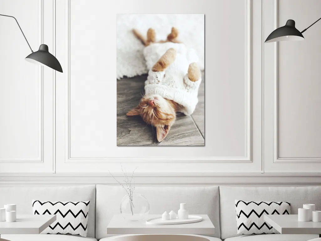 Quadro Gatto Pigro su Tela 40x60 cm - Idea Regalo Gatti e Animali - 2