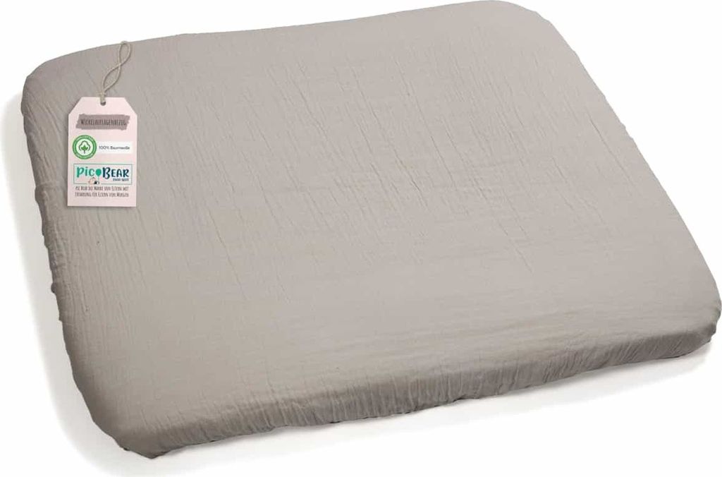 pic Bear Bezug aus 100% Baumwolle Musselin mit Gummizug für Wickelauflage ca. 75x85cm Motiv: oyster mushroom Musselin