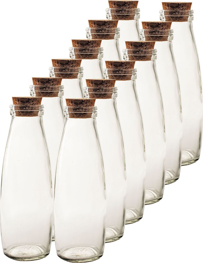 12 x Glasflaschen mit Korken H 21 cm - Ø 6,5 cm im Produktbild 