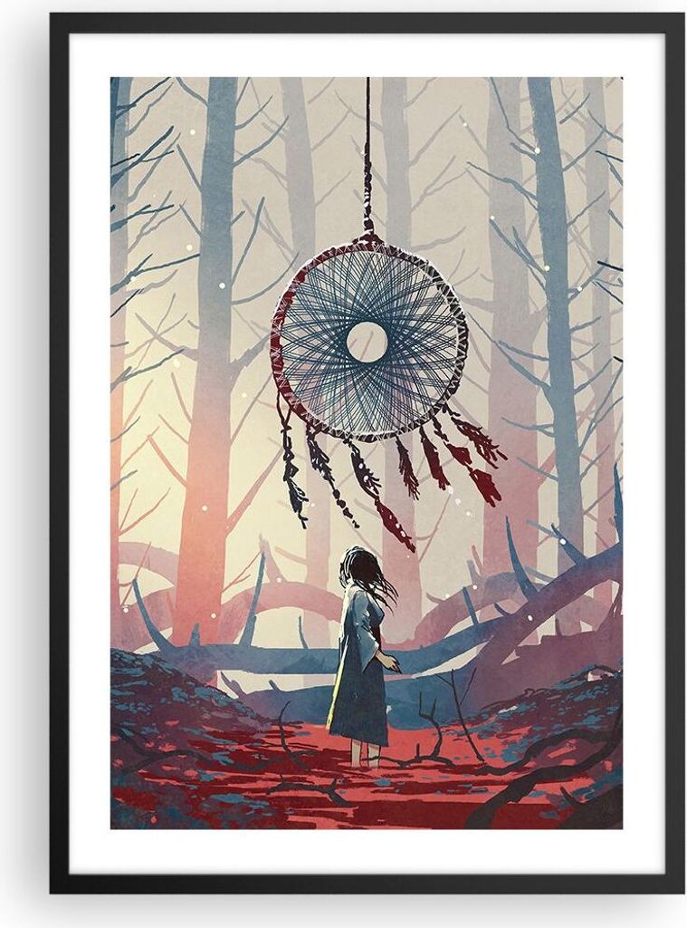 Gerahmtes Poster - Schwarzer Rahmen - Märchen Fänger Träume - 50x70 cm - Wand Bild - Wanddeko - Wandbilder - Kunstposter - Wandposter - Bilderra...