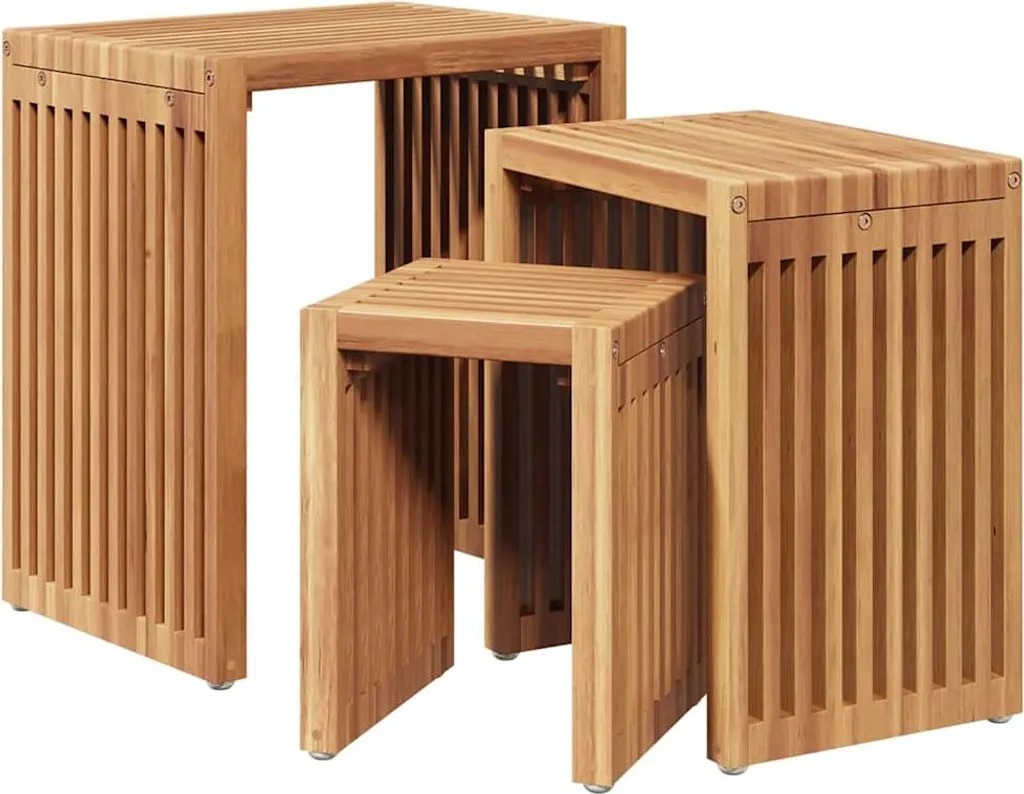 Nid de tables d'appoint brunes robustes gain de place 33x44,5x51 cm