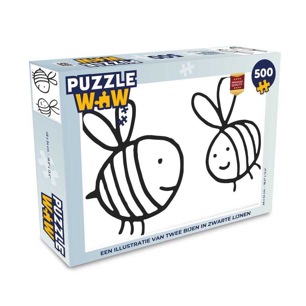 MuchoWow Puzzle 500 Teile Eine Illustration von zwei Bienen in schwarzen Linien - 500 Teile - Kinder - Selberbauen - Puzzlespiele