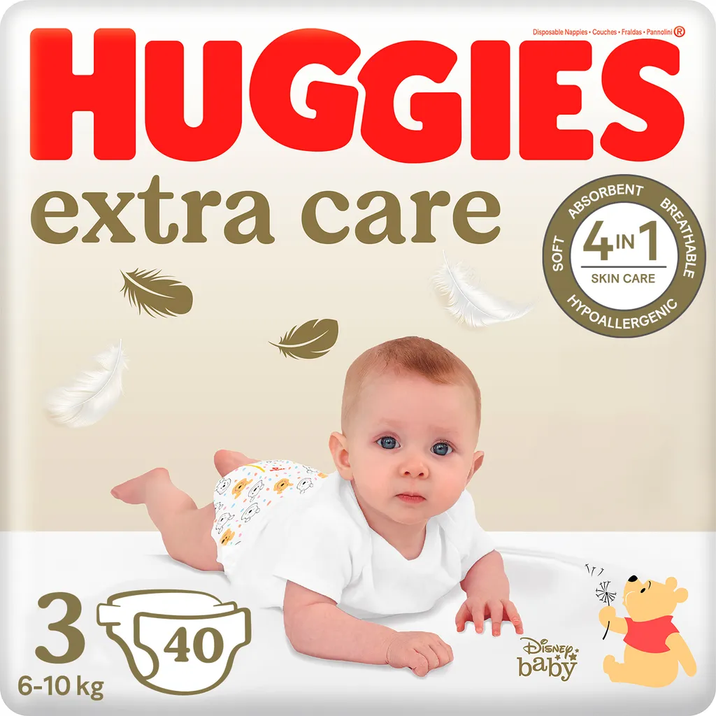 HUGGIES Extra Care T3 Couches 6-10kg avec Absorption Haute Performance