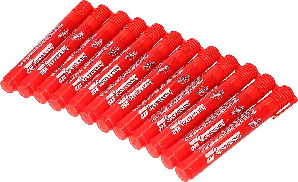 KOTARBAU Permanent Marker Satz 12 Stk. Rot Runde Spitze Wasserferster Stift