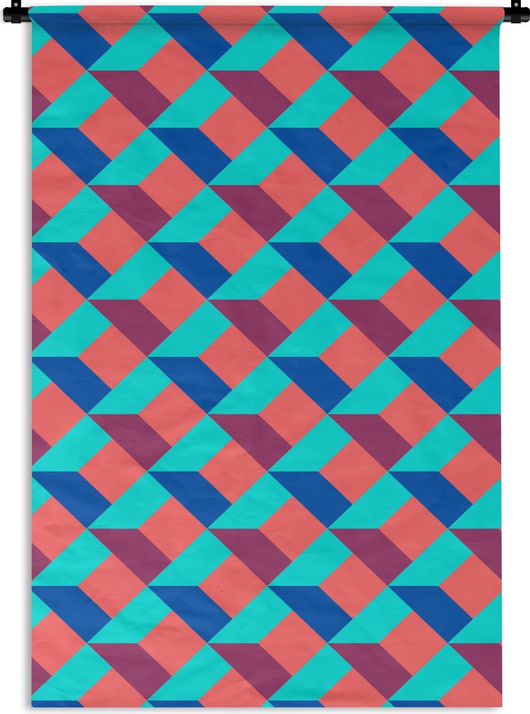 MuchoWow Wandteppich Wandbehang Blöcke - Muster - 3D 60x90 cm Tapisserie Dekoration Wandtuch - Foto-Teppich - Abwaschbar