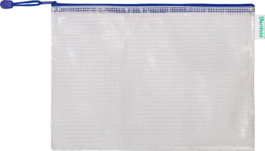Pochette PVC bleu format A4 avec zip résistant - Pack de 40 articles