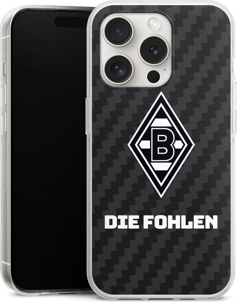 DeinDesign Handyhülle für Apple iPhone 15 Pro Silikon Hülle Case Smartphone Schutzhülle Borussia Mönchengladbach Carbon Gladbach