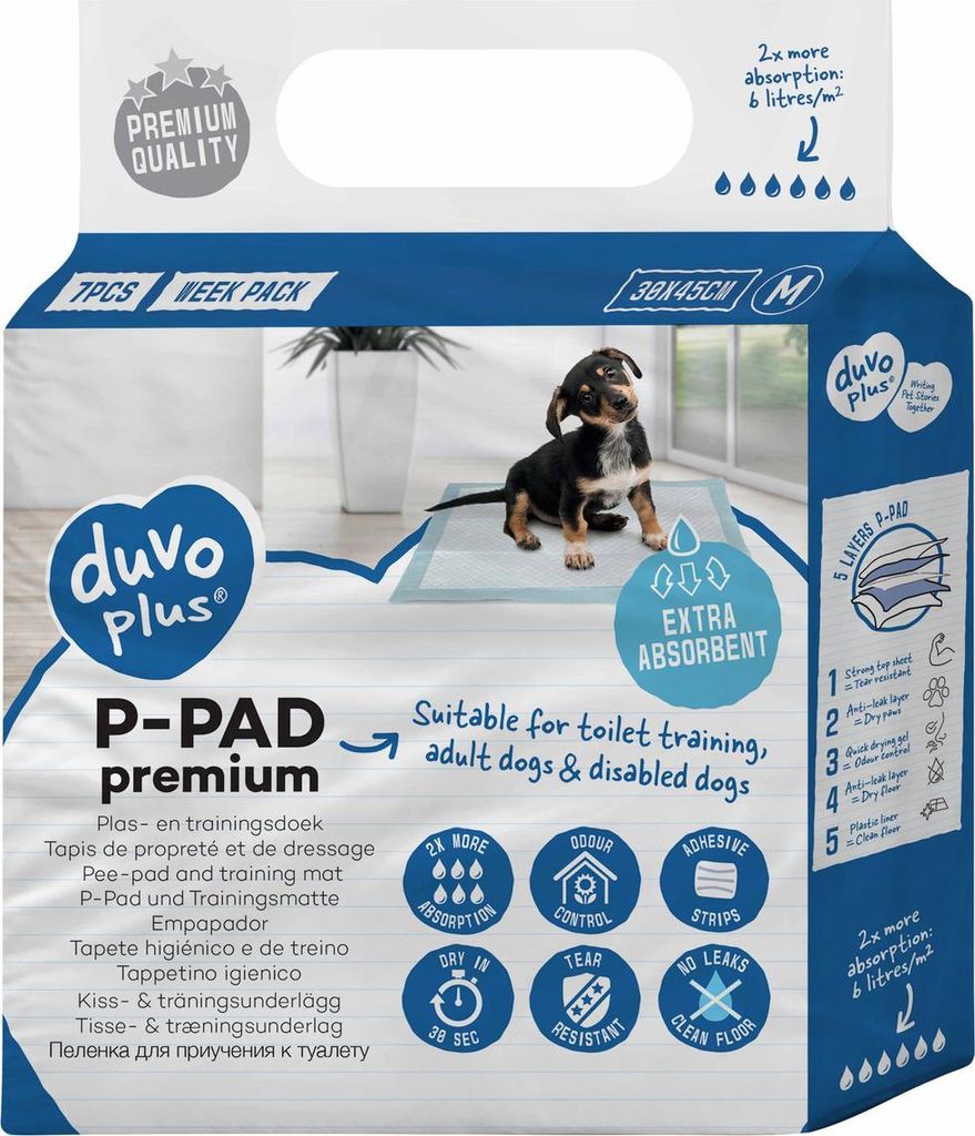 Duvo+ Welpenunterlage P-Pad Premium, Größe: M / Inhalt: 7 Stück