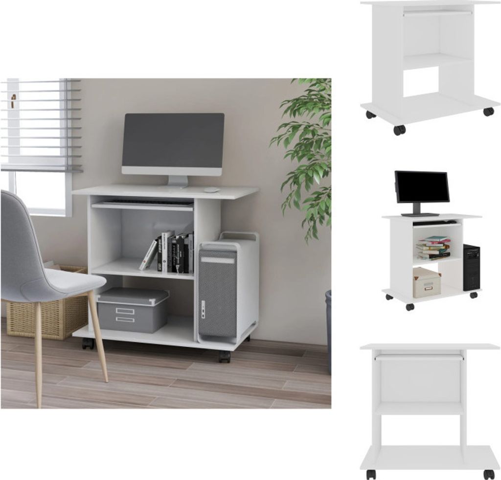 vidaXL Schreibtisch Weiß 80x50x75 cm Holzwerkstoff - Schreibtische