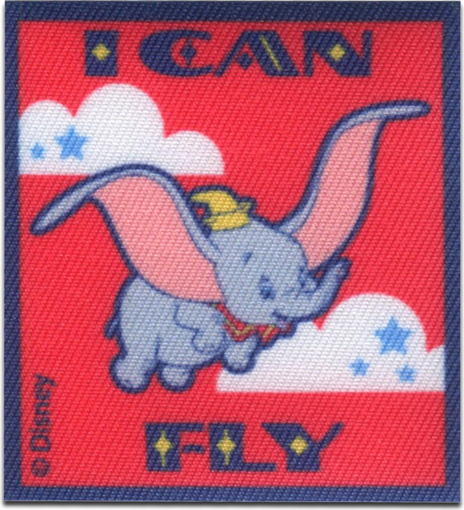 Disney Dumbo I Can Fly Elefant Tier - Aufnäher, Bügelbild, Aufbügler, Applikationen, Patches, Flicken, Zum Aufbügeln, Größe: 6,3 x 5,8 cm