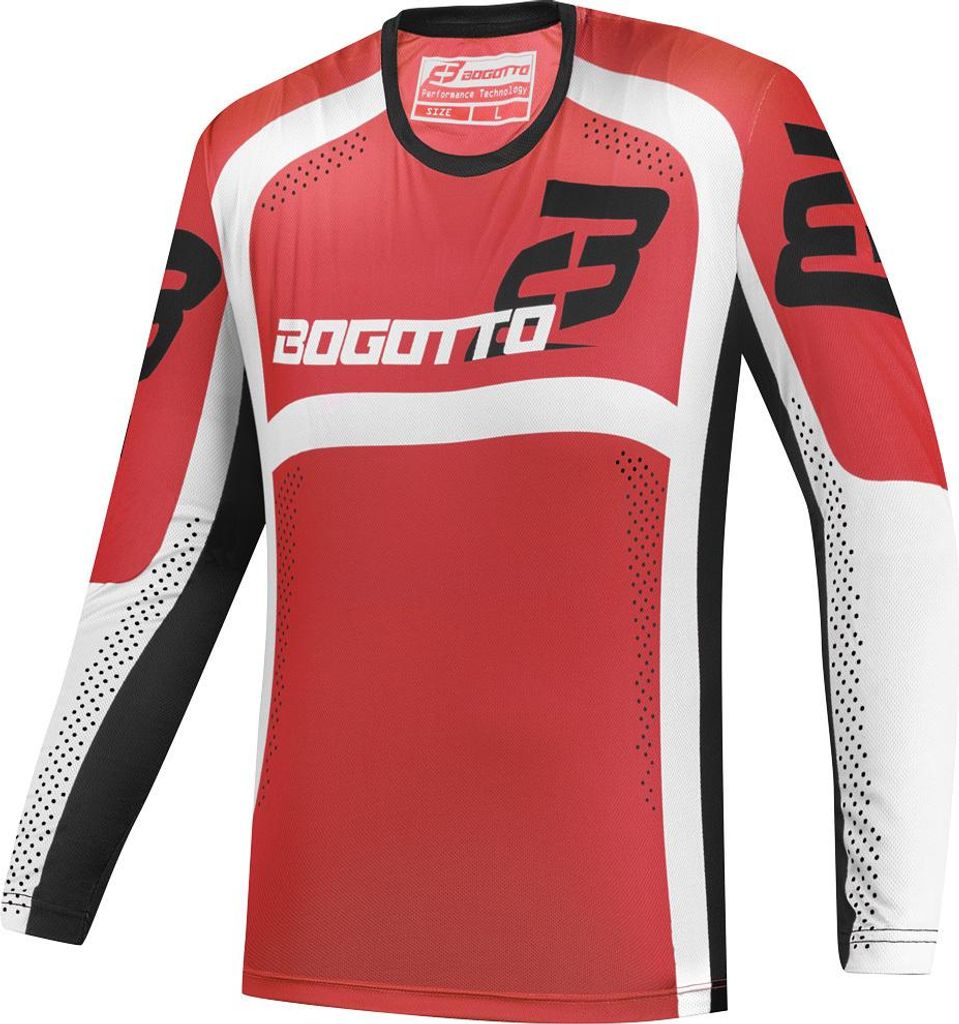 Bogotto Ares-MTN Motocross Jersey, schwarz/rot/weiß, L