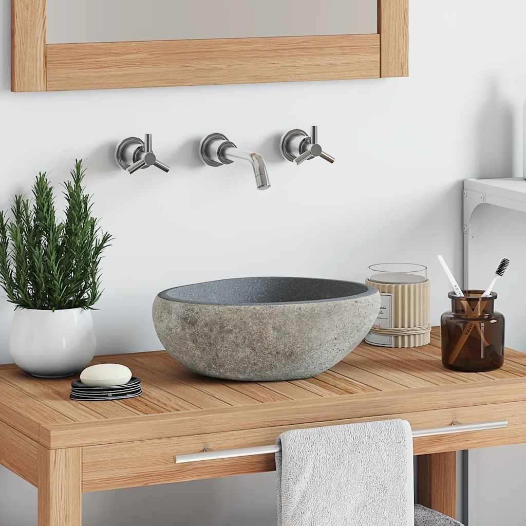 vidaXL Umyvadlo River Stone oválné (29-38)x(24-31) cm Obrázek produktu 