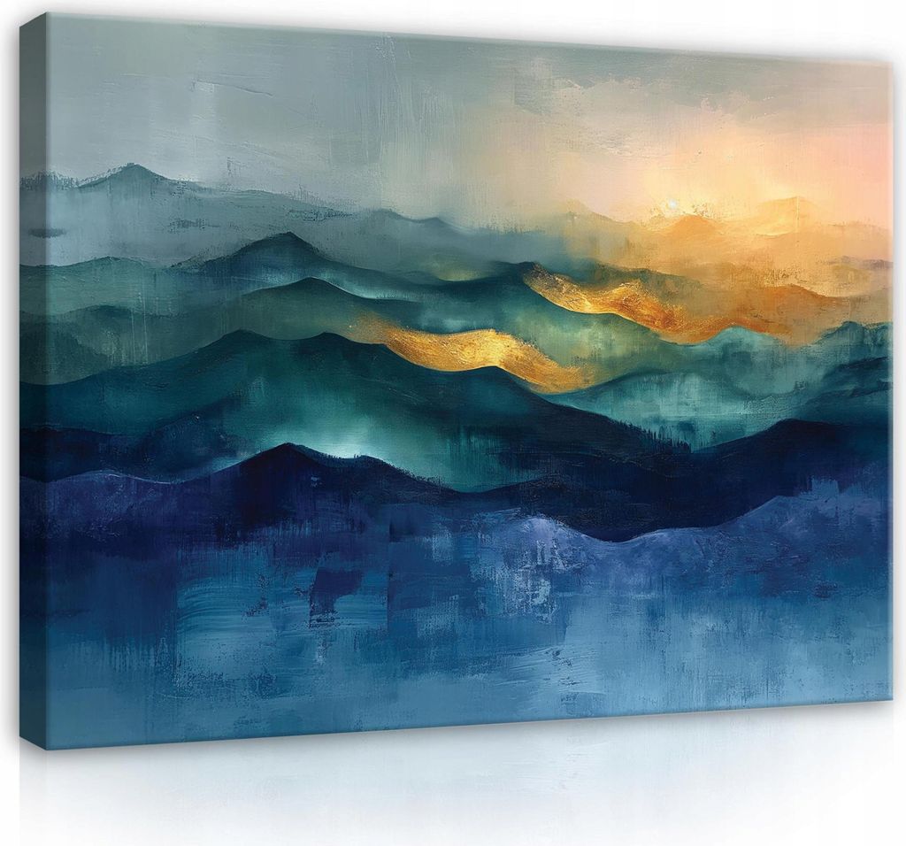 Leinwandbilder Wandbild Abstrakt Gold Blau 60x40 cm XXL Modern Leinwand Bilder Leinwandbild Wohnzimmer Schlafzimmer Wanddeko