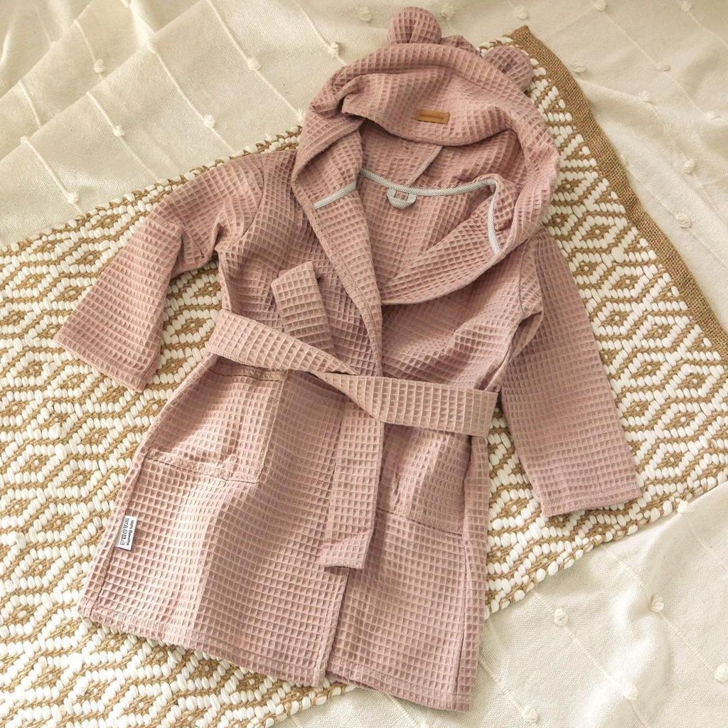 Muminky | Kinder Bademantel mit Kapuze - 110/116 - Rosa - Waffelstruktur - Ultra saugfähig - Kuschelig weich