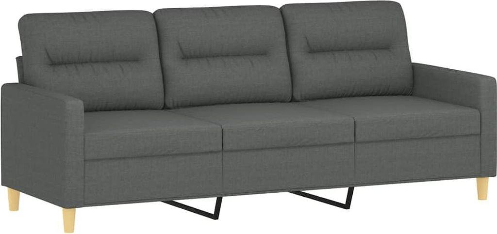 A dark gray three-seater sofa is shown from the front on a white background.