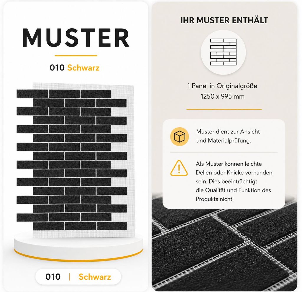 AMK Muster-Paneel 010 Schwarz – Originalgröße 1250×995 mm, Produktbild  KI-generiertes Bild
