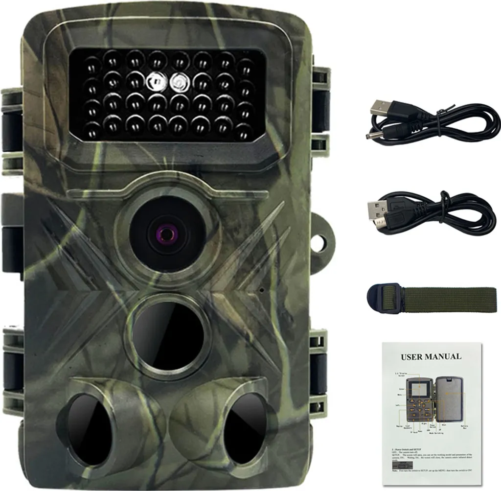 Telecamera Sorveglianza Fauna 58MP 1080P IP54 - 34 LED Invisibili