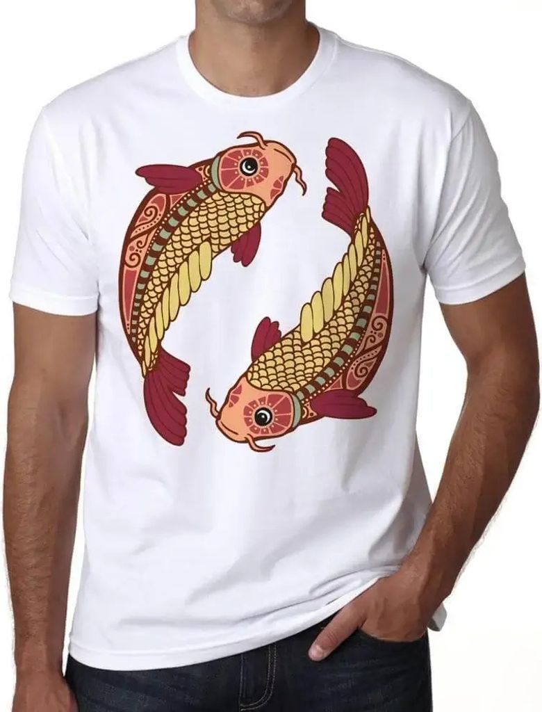 Herren Grafik T-Shirt Tierkreiszeichen Fische – Pisces Zodiac Sign – Öko-Verantwortlich Vintage Jahrgang Kurzarm Lustige Druck Geburtstag Gesc...