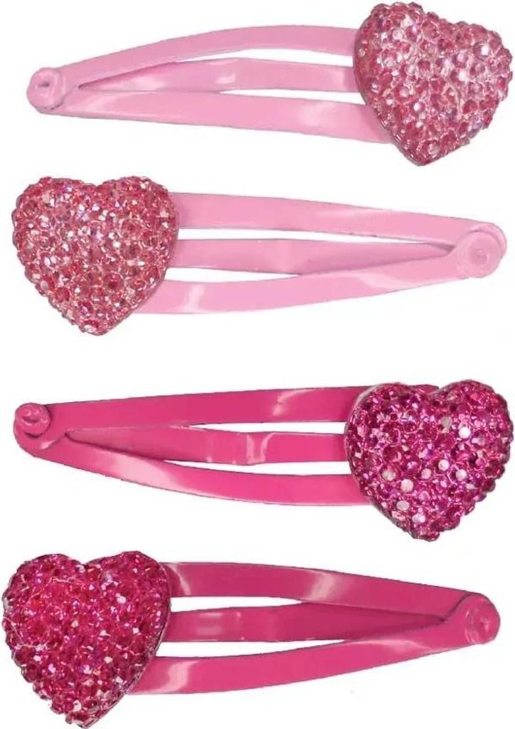 Haarclips Glitzer-Herzen, 4er-Set, sortierte Ware