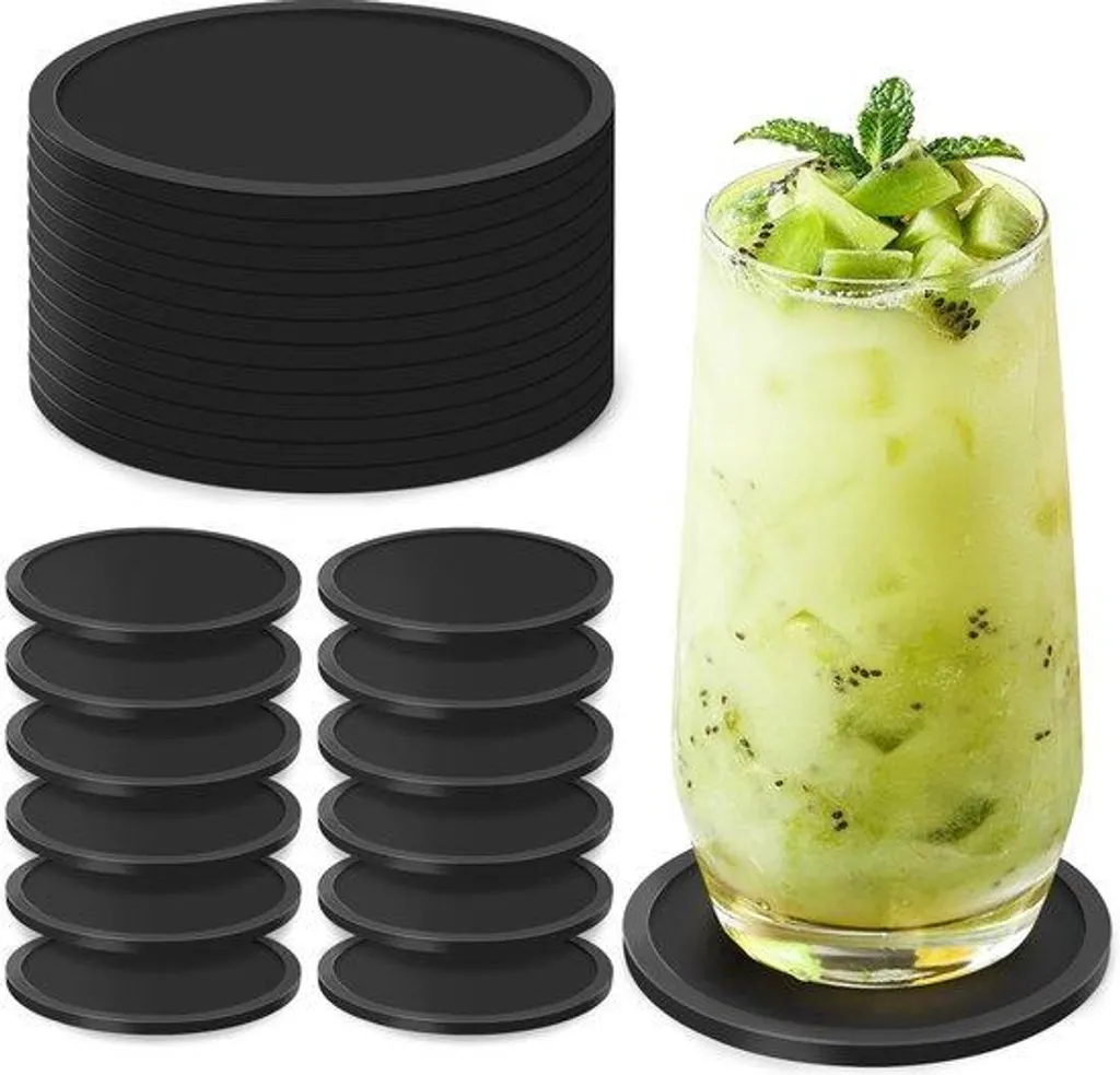 Support pince à verre antidérapant en silicone noir isolant - 12 pièces