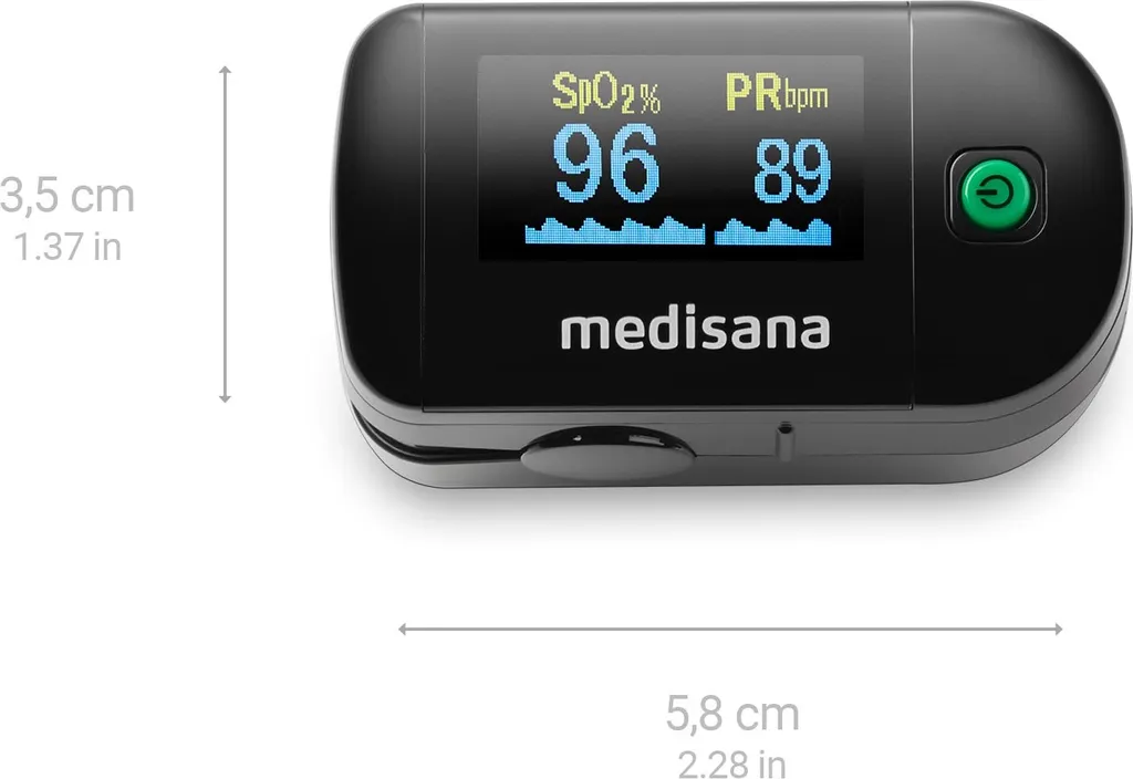 Oxymètre Medisana PM 100 Noir avec Écran OLED et 6 Modes d'Affichage Pro