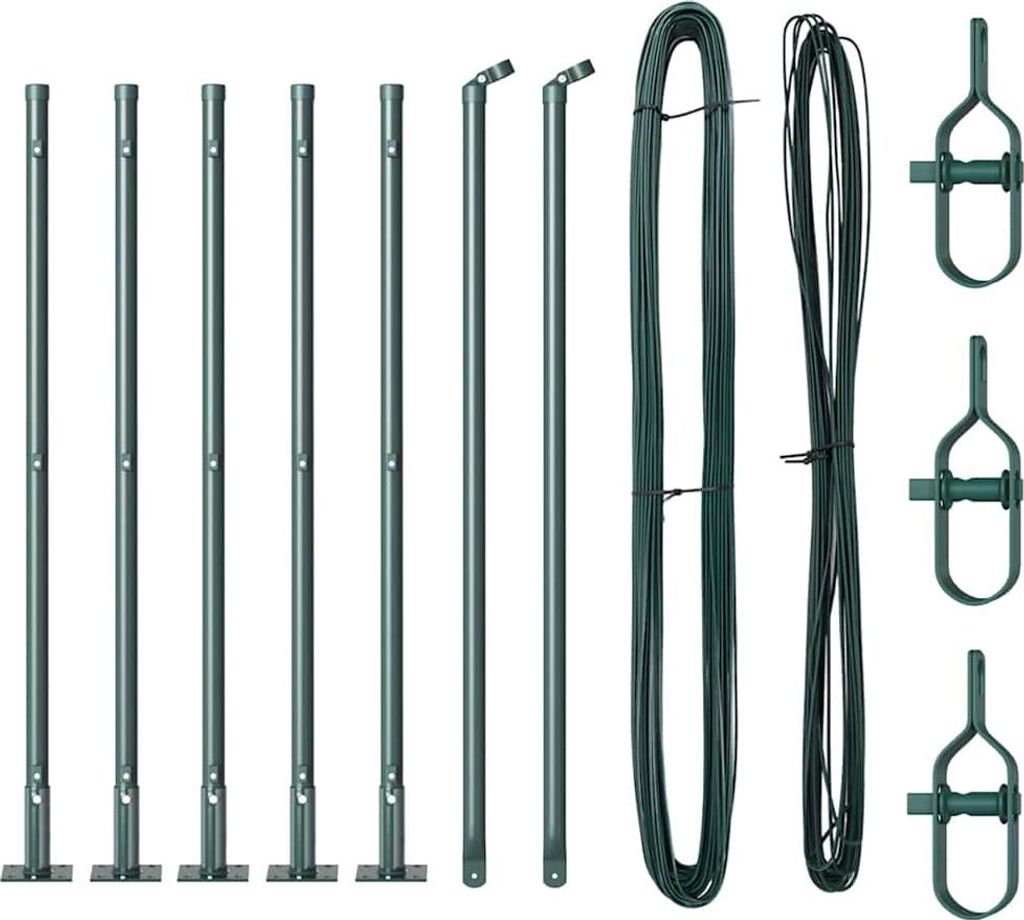 vidaXL Zaunpfosten 7 pcs Grün Stahl