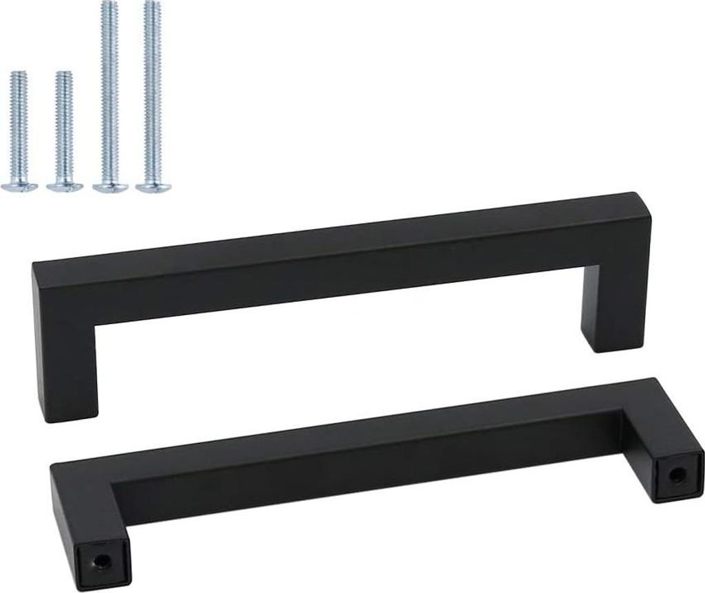 15 Stück Möbelgriff schwarz 128 Edelstahl Küchengriffe -LSJ12BK128 Küchengriff Schrankgriff Schubladengriffe Türgriffe Küche rechteckiger Gri...