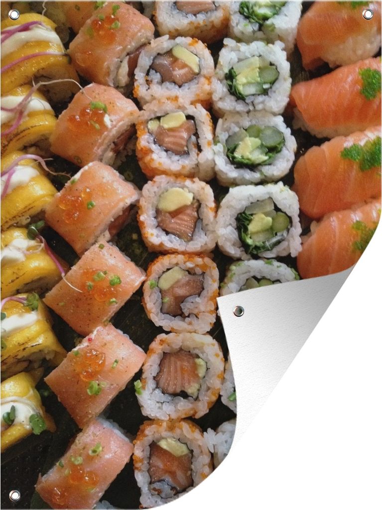 MuchoWow 30x40 cm Outdoor-Poster Gartendeko Sichtschutz Garten Poster für den Garten Sushi-Vielfalt