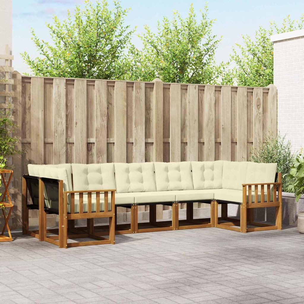 "Neues Produkt" Outdoor-Sofagarnitur ANTI-UV - CLORIS - mit Kissen - 7 pcs - Natur und Creme - Modern Gartensofas V573