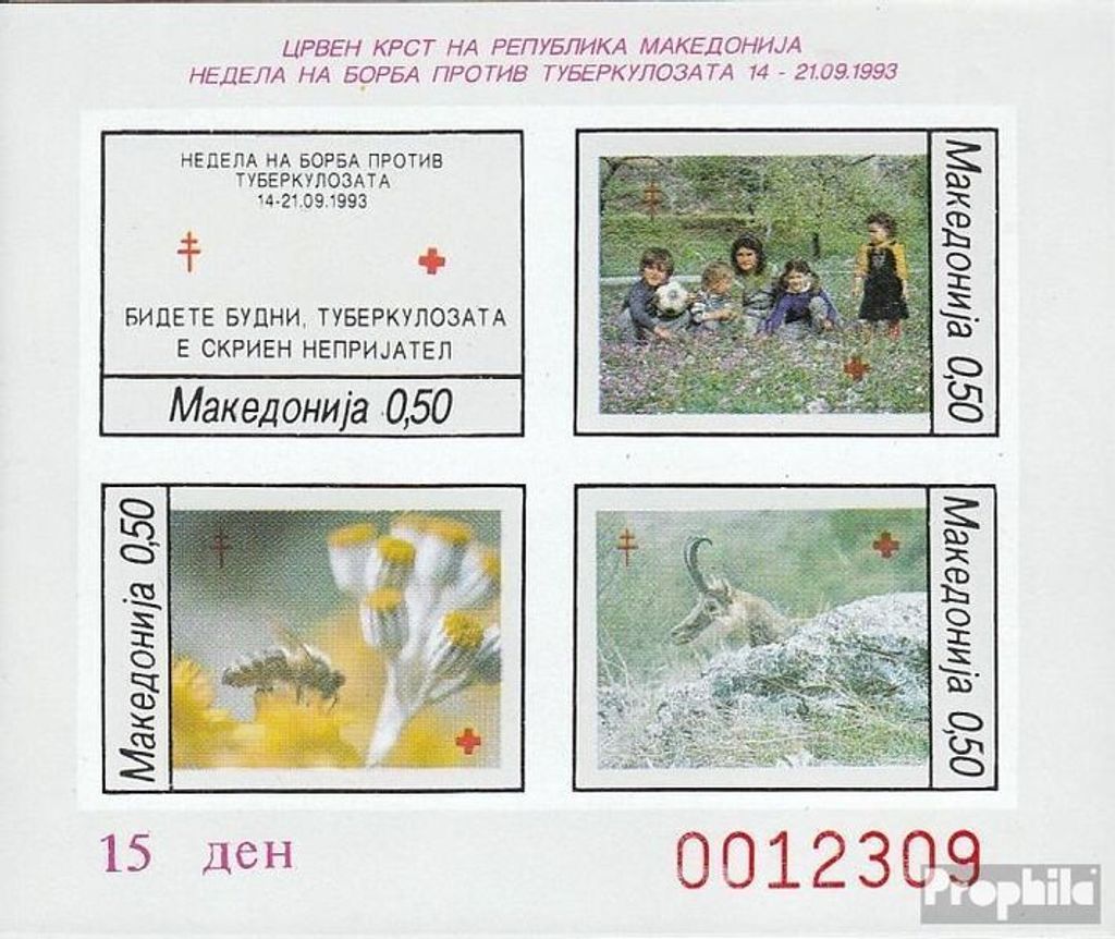 Briefmarken Makedonien 1993 Mi Z Block 9B (kompl.Ausg.) Zwangszuschlagsmarken postfrisch Rotes Kreuz
